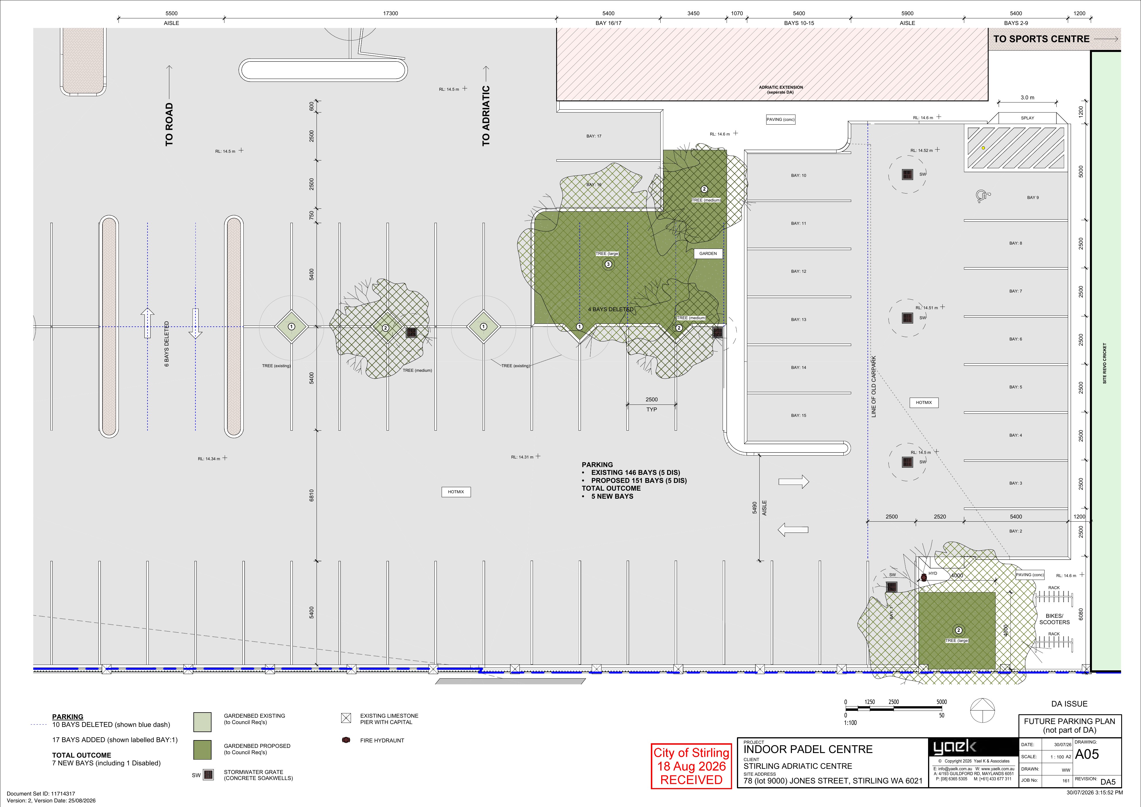 Applicant future parking plan showing deleted and added parking bays